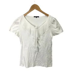 23区 オンワード樫山 フリル カットソー Tシャツ リボン 半袖 38 ホワイト