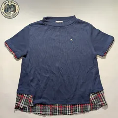 【美品】アーノルドパーマー バックシャン 異素材ドッキングＴシャツ 紺チェックサイズ2(M相当)