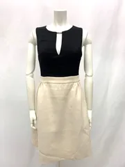 1045 Settan ERUKEI セッタン エルケイ キャバクラ ドレス ミディ バックリボン ノースリーブ シースルー フレア バイカラー サイズ2 キャバドレス F