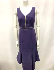 1036 DEA by ROBE de FLEURS ディアバイローブドフルール キャバクラ ドレス ロングドレス マーメイド ラメ ノースリーブ フロントジップ タイト キャバドレス M