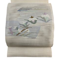 セール！　夏帯　絽綴れ　紅白の花　八寸　正絹 セール！ 夏帯 絽綴れ 紅白の花 八寸 正絹 - メルカリ
