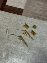 ゴールド シルバー ネクタイピン/カフスボタン セット