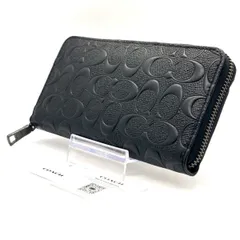 【品格を纏う黒】　COACH　長財布 アコーディオン ラウンドファスナー シグネチャー 型押しレザー F58113　ブラック