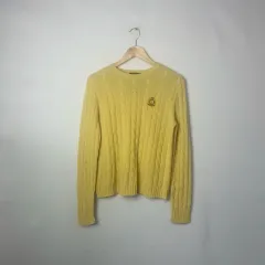 Ralph Lauren(ラルフローレン) ケーブル編み ニット 黄色 ケーブル ヴィンテージ レディース