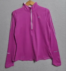 S ) NIKE(ナイキ) ランニング ピンク ハーフジップ 機能性 長袖Tシャツ