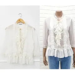 ---5000円--(55サイズ) レース 白 シースルー ブラウス 436