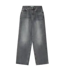 (新品) ペイルジェイド ハイウエスト ワイド デニム グレーブルー M