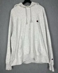 L Champion(チャンピオン) リバースウィーブ 裏起毛 グレー フード付きTシャツ