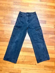 カーゴ デニム ブラックジーン パンツ