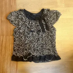 ヴィンテージ 姉ギャル レオパード リボン フリル 半袖 Tシャツ 姫ギャル ゴシック ギークシック ロギャル