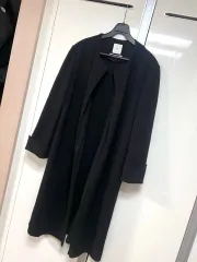 KUHO エディットライン ウール カシミア ラウンドネック ロング ジャケット カーディガン コート ノーカラー