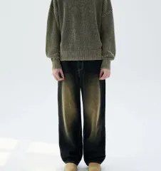 TRILLION トリルリオン フロントウォッシュ ワイドデニムパンツ S