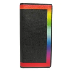 【中古】 LOUIS VUITTON ルイ・ヴィトン ポルトフォイユ・ブラザ タイガレザー M30349 2019コレクション レインボー 黒 薄型 長財布 メンズ 26006858 MK