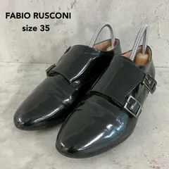 FABIO RUSCONI ファビオルスコーニ ダブルモンクストラップシューズ エナメル ドレスシューズ ブラック 黒  イタリア製 高級感 光沢 結婚式 パーティー 冠婚葬祭 通勤 ビジネス オフィスカジュアル 二次会  size35 ★ ■■