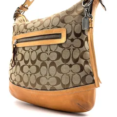 COACH y2k signature shoulderbag コーチ シグネチャー柄 ショルダーバッグ 型番9362 キャンバスレザー素材 ヌメ革 ベージュ 男女兼用