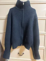 ネイビー ニット ジップアップ カーディガン 状態 良し 厚手