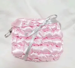 ダックぬいぐるみのリーリボン財布 ハンドメイド シルクのリボン財布 カードウォレット ミニ財布