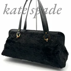【B4985】 kate spade new york ケイトスペード ハンドバッグ ファー ブラック レザーハンドル ファスナーポケット