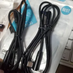 おまけ付き(0.5m)【L型コネクタ / 1m2本セット】USB Type C ケーブル 急速充電ケーブル(60W/3A PD対応 USB2.0 480Mbps データ転送) 高耐久ナイロン編み