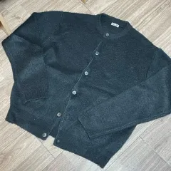 オーバーサイズ ブークレ チャコール カーディガン