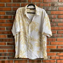 (XL) ヴィンテージ 白 フラワー シャツ