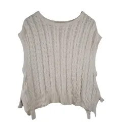 RETRO GIRL クリーム ニット ベスト ／ ポンチョ M コットン 100 %