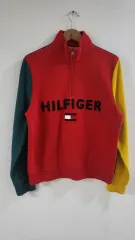 186 Tommy Hilfiger(トミーヒルフィガー) 刺繡 裏起毛 ハーフジップアップ ( M )
