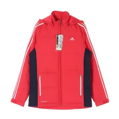 新品 M adidas(アディダス) 3本線 レッド プロモーション フード ダウンジャケット ブルゾン