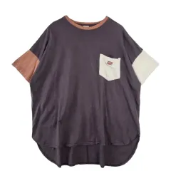 HEART MARKET 茶色 バイカラー オーバーサイズ 半袖 Tシャツ F コットン