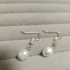 NO133 天然石淡水パールピアス・大粒1cm