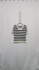 ボーダー柄 半袖 ニットTシャツ