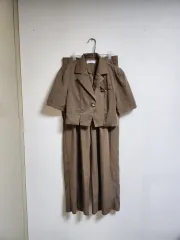 茶色 半袖 ジャケット ロング スカート セットアップ