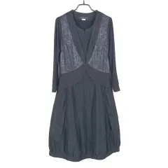 鯉 春 夏 7 ボタンスリーブシースルー スパンキー バルーンドレス 黒 85 ( HU40134 )