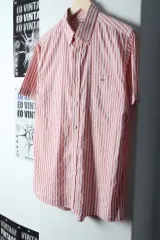 （ L ） LACOSTE(ラコステ) 半袖シャツ シャツ ストライプ ピンク- 142E5