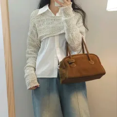 (M)ザラ レディース クロップド クロシェ 長袖ニット J6M2654