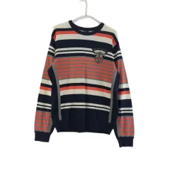 J3343 EXR メンズ100 オレンジ ボーダー柄 ニット 長袖