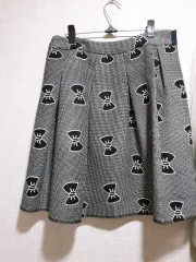 (66 77サイズ) フレアAラインスカート リボン 4シーズン用 スカート ゲストルック デートコーデ