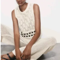 ( L ) 家に帰る レディース コントラスト ノースリーブ ニット ベスト J5M2806