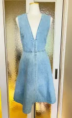 FRAY I D ライトブルー デニム V ネック ノースリーブ ワンピース