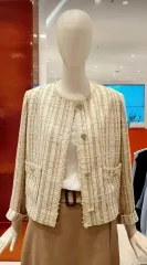 CC collect(シーシーコレクト) ラメ グリッター 春と夏用 ツイードジャケット 55 サイズ 新製品ライトイエロー ベース