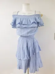 EGOIST(エゴイスト) オフショルダー ミニワンピース 66 青 ボーダー柄 フリル M