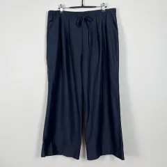 春 夏 ワイド ズボン 丸のまま ネイビー レディース Lサイズ XL / ラデン