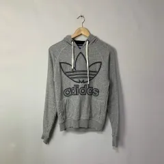 adidas(アディダス) グレー フード付きTシャツ トレフォイル ビック ロゴ ヴィンテージ フード ユニセックス 95