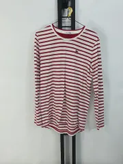 LACOSTE(ラコステ) 長袖Tシャツ ストライプ ボーダー柄 ラウンドネック Tシャツ 長袖 赤 90