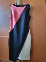 バイカラー カラー ブロック ワンピース