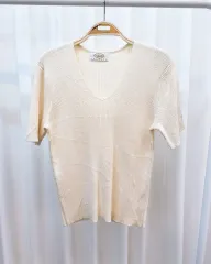 Talbots アイボリー V ネック 半袖ニット