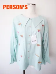 【新品】PERSON'S　パーソンズ　刺繍デザインブラウス　Lサイズ　ミントグリーン　パープル　ブラウン　おしゃれ　可愛い　送料込み　6465588のサムネイル