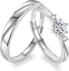 ペアリング カップル リング 純銀製指輪 2個セット おしゃれ レディースリング 925 シルバー フリーサイズ アレルギー対応 記念 プレゼント婚約指輪