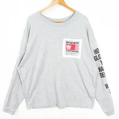 ロデオクラウンズ Rodeo Crowns カットソー Tシャツ 長袖 オーバーサイズ コットン FREE グレー ロゴ kz13623