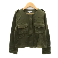 エムケー ミッシェルクラン MK MICHEL KLEIN ノーカラージャケット ミドル丈 38 M カーキ /YK24のサムネイル